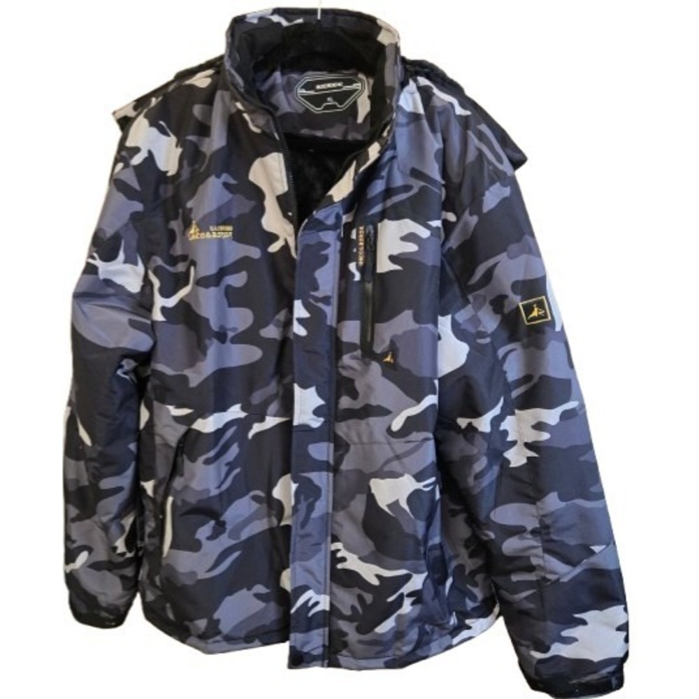 MOERDENG Unisex Waterproof Ski Jacket Black White Gray Camouflage Size XL